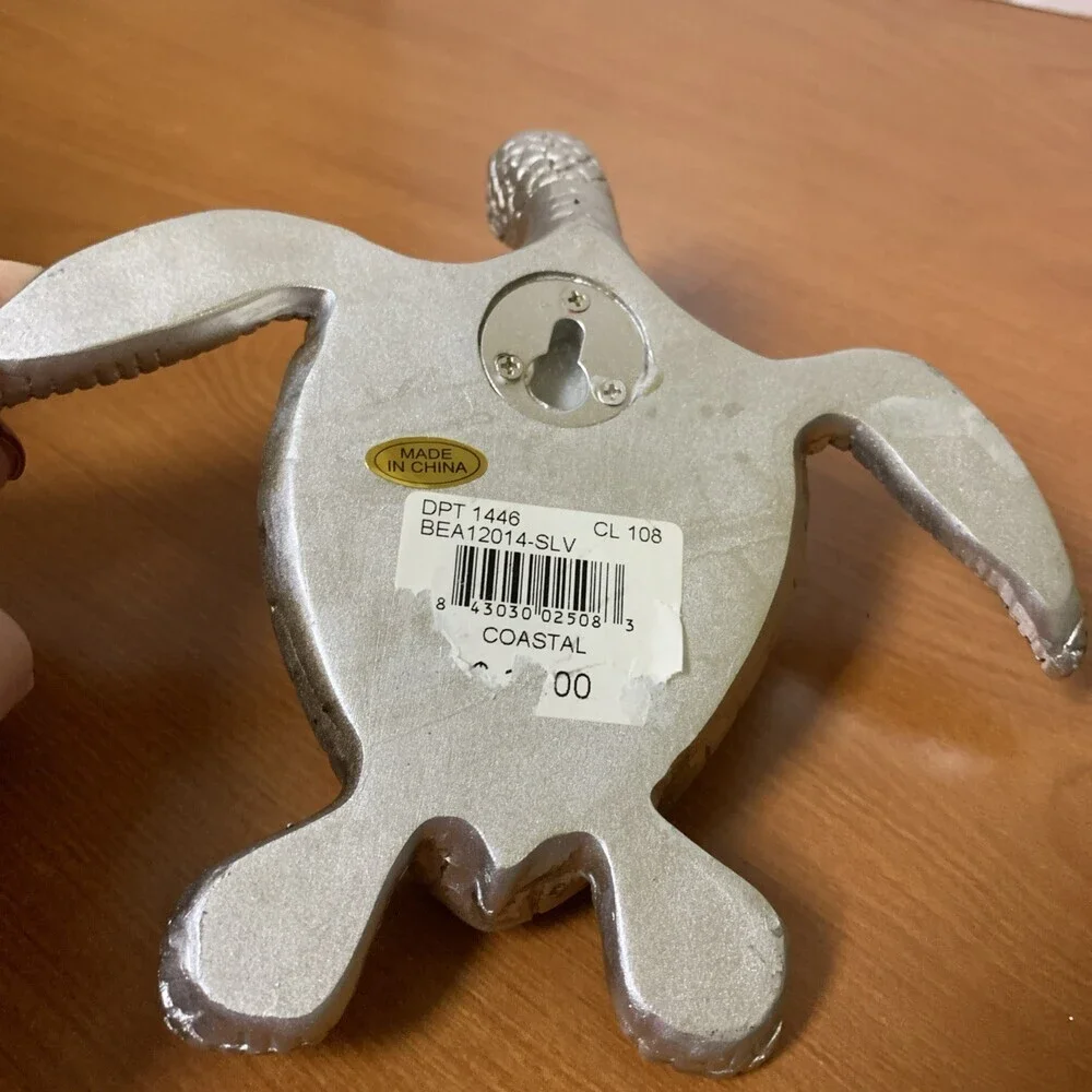 Coastal Turtle Wall Hanger Silver Colored Resin Approx 7”x7”